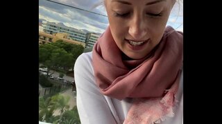 Fingering ad culmen in majorcan hotel in porticus!